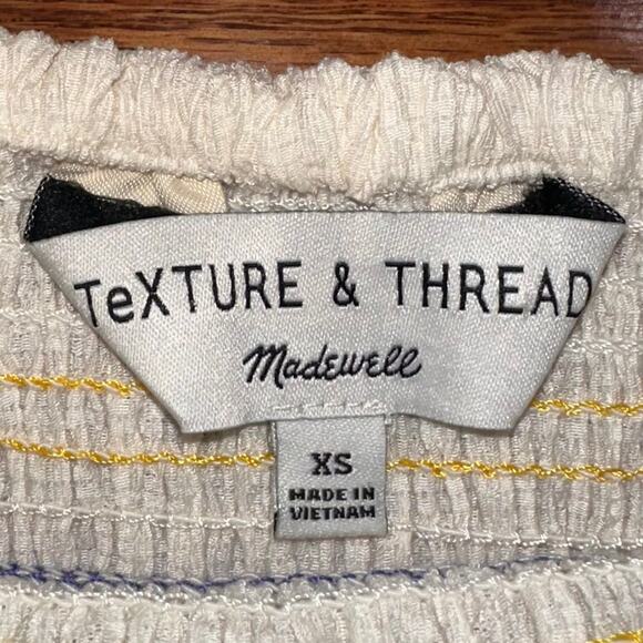 Madewell Texture & Thread Rainbow Smocked Peplum Tank Top in Pearl Ivory Size XS - Picture 3 of 12